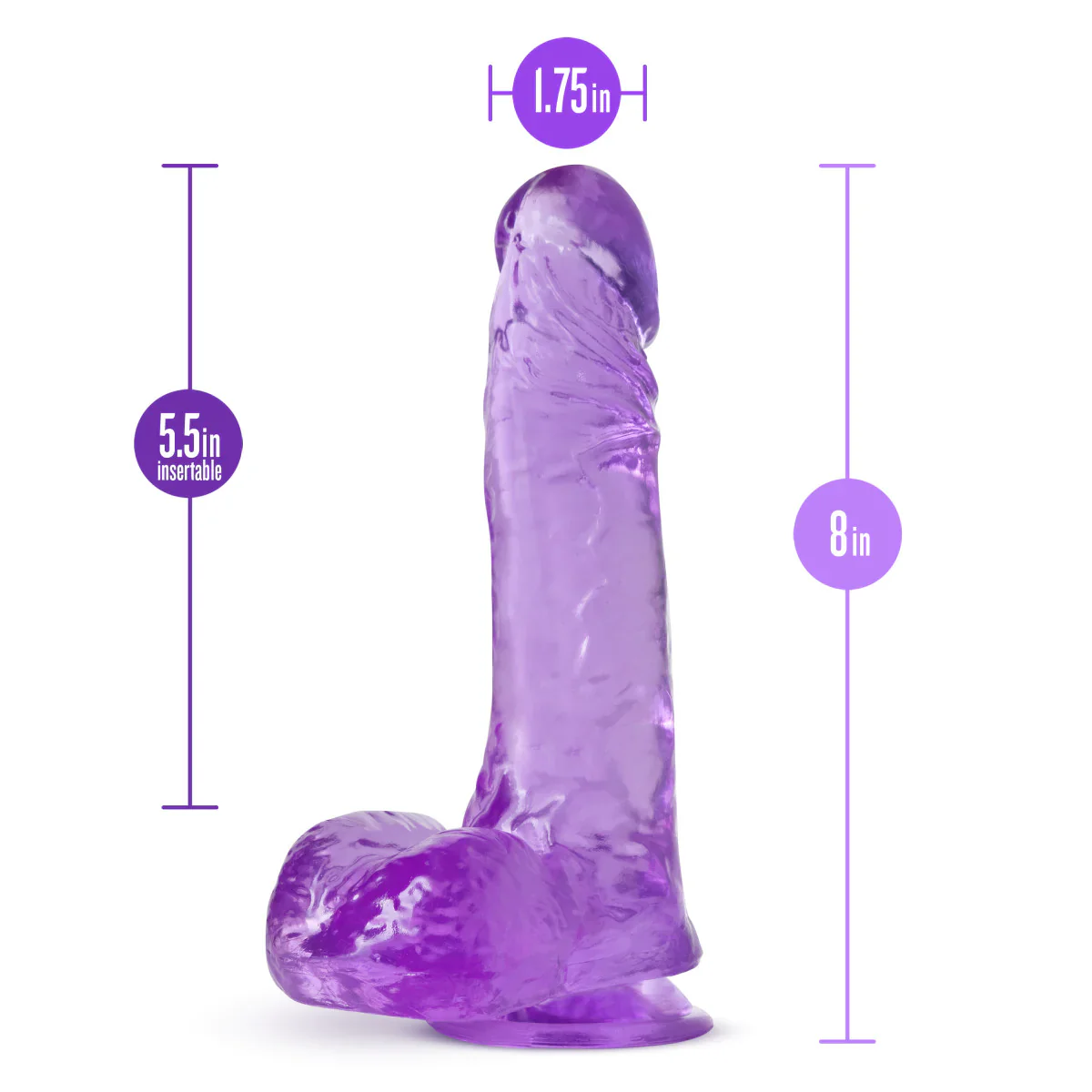 B Yours Plus Ram N’ Jam Realistic Purple 8-Inch Long Dildo - Image 2
