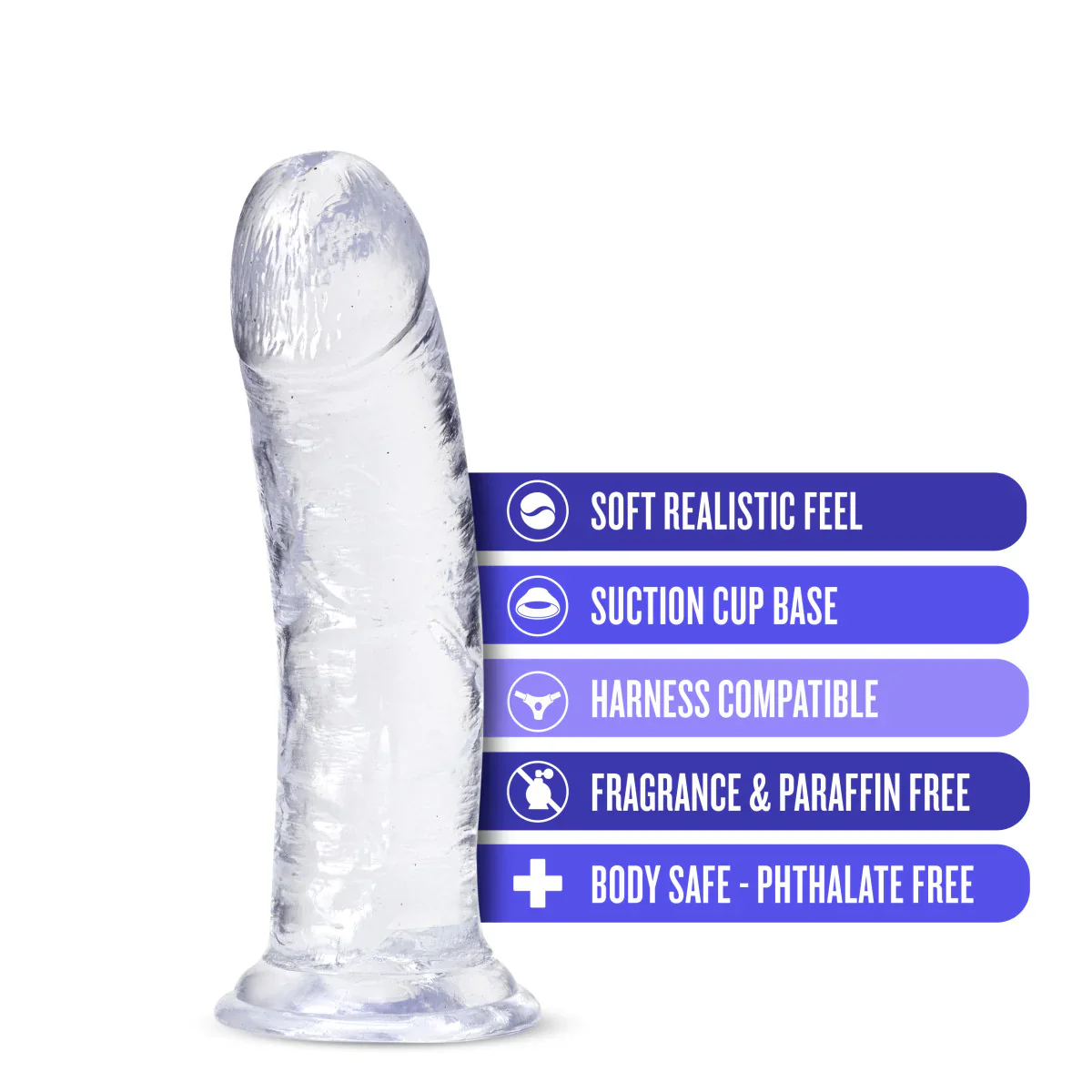 B Yours Plus Roar N’ Ride Realistic Clear 8-Inch Long Dildo - Image 2