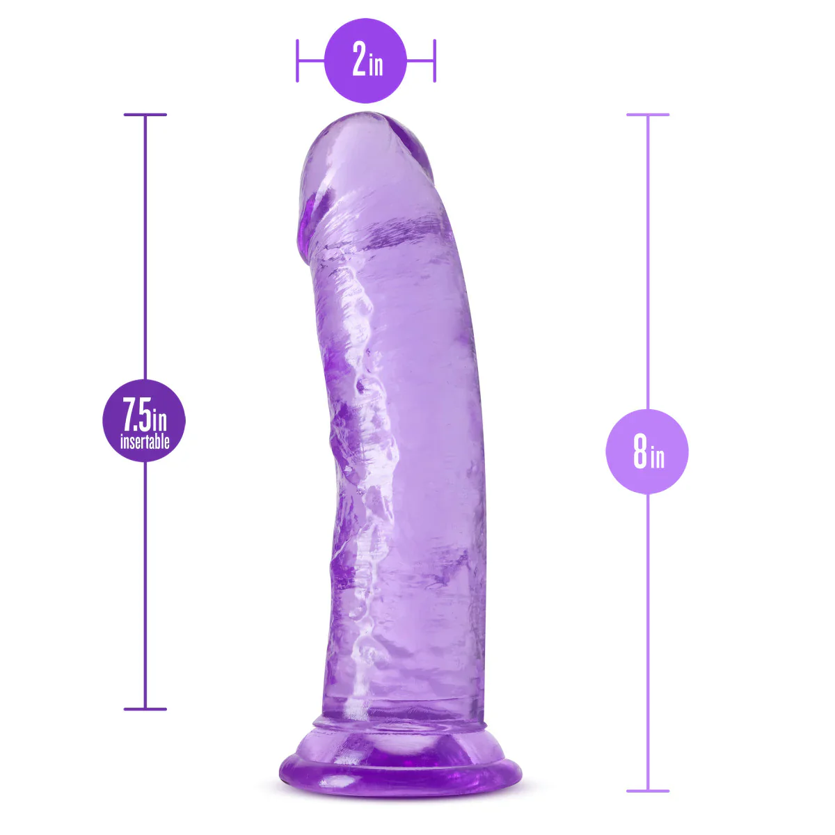 B Yours Plus Roar N’ Ride Realistic Purple 8-Inch Long Dildo - Image 3