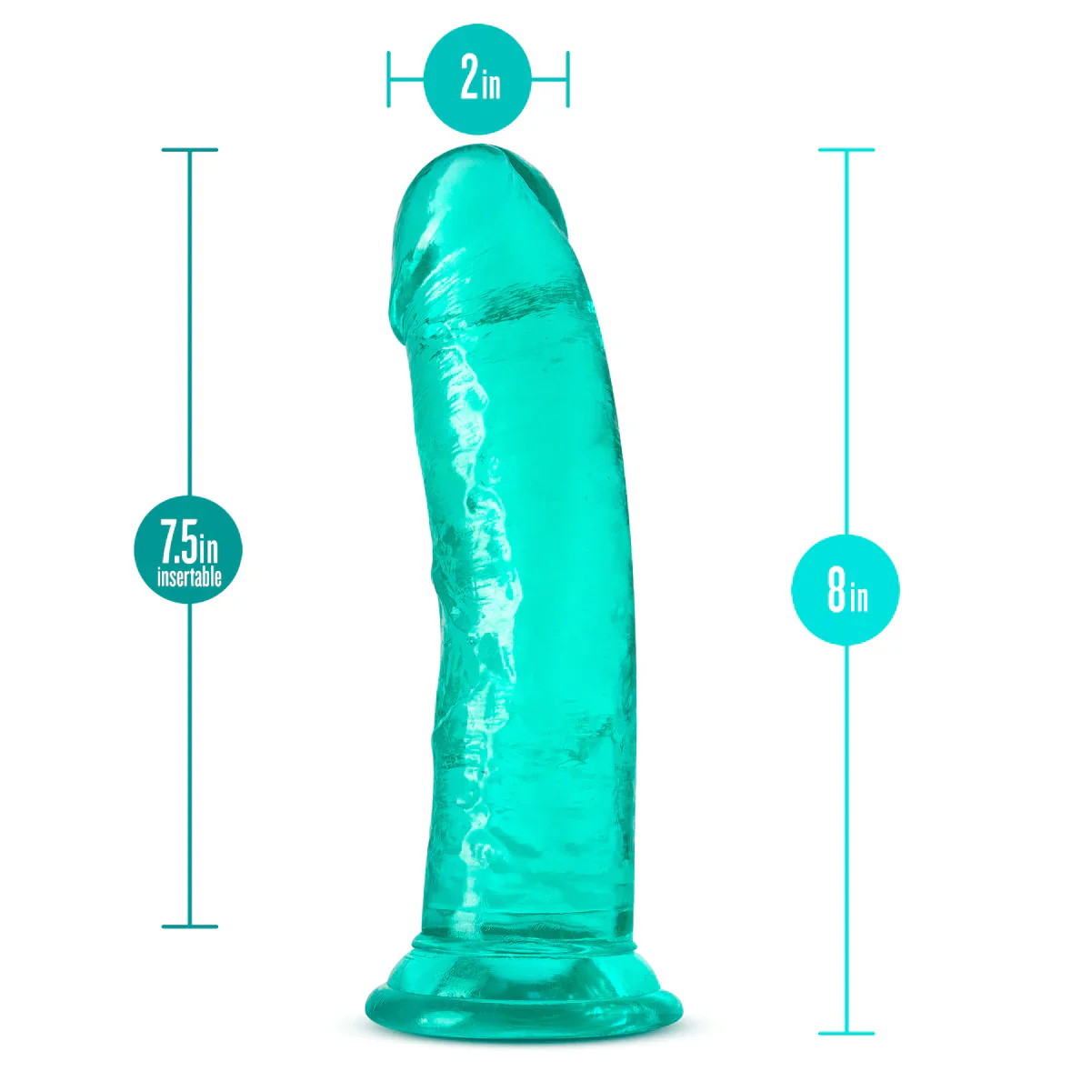 B Yours Plus Roar N’ Ride Realistic Teal 8-Inch Long Dildo - Image 2