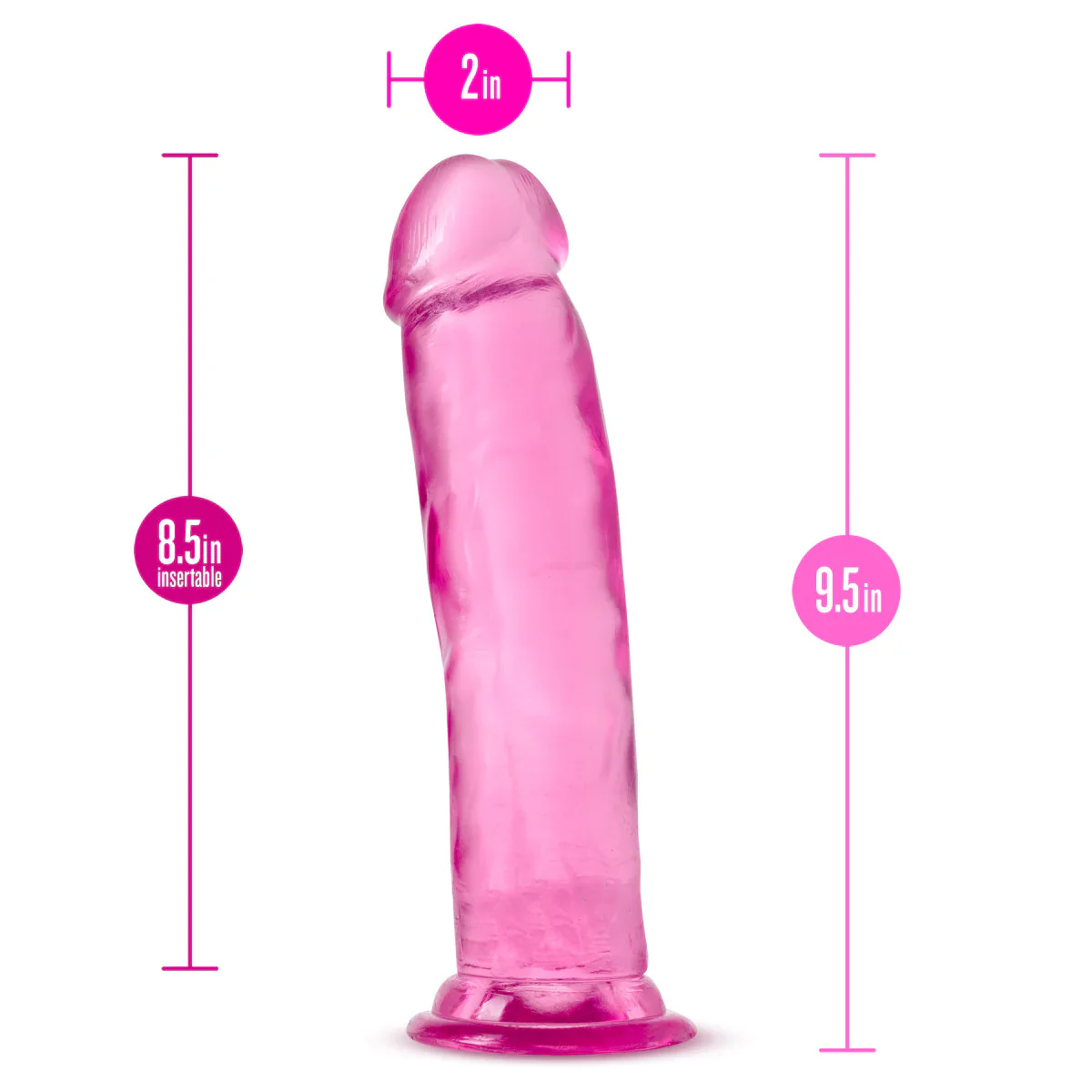 B Yours Plus Thrill N’ Drill Realistic Pink 9.5-Inch Long Dildo - Image 2