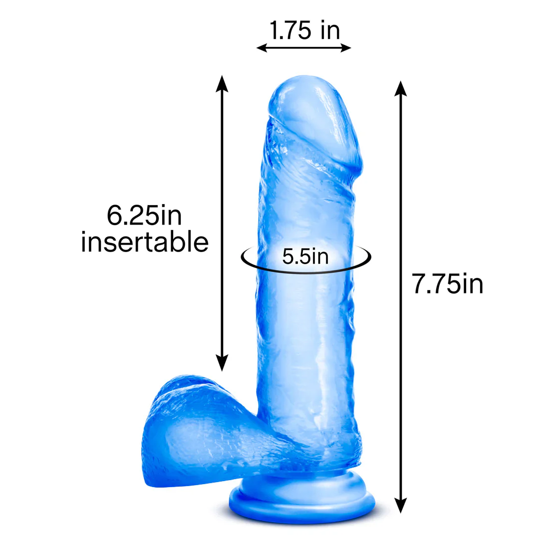B Yours Sweet N' Hard 2 Realistic Blue 8-Inch Long Dildo - Image 2