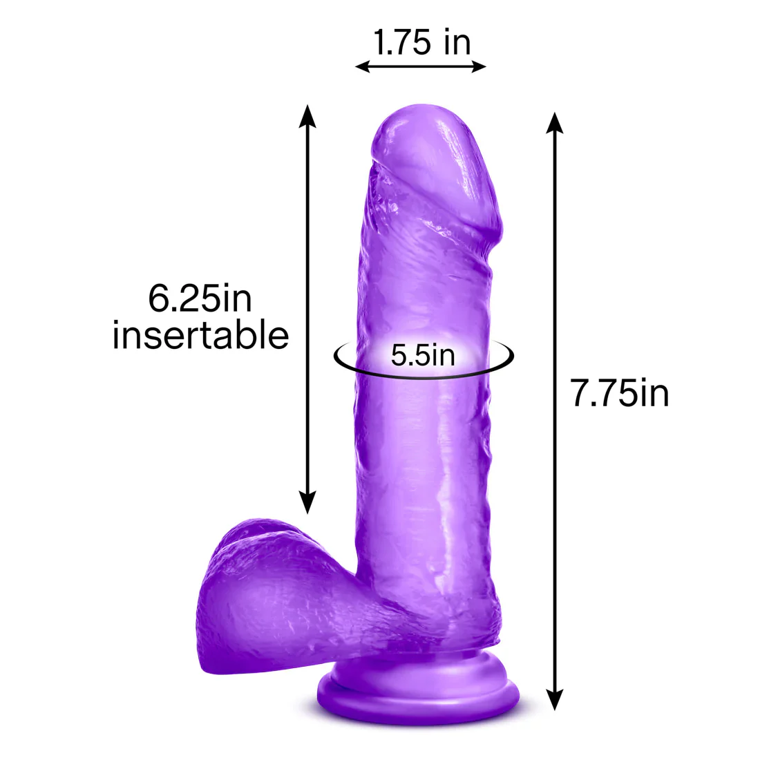 B Yours Sweet N' Hard 2 Realistic Purple 8-Inch Long Dildo - Image 2