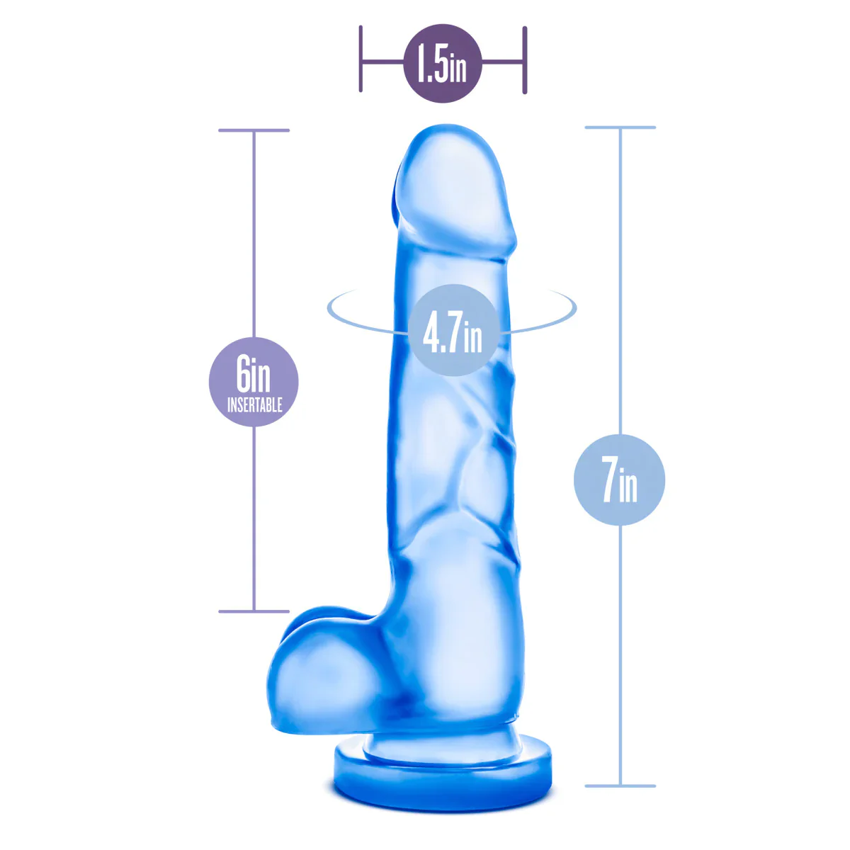 B Yours Sweet N' Hard 4 Realistic Blue 7-Inch Long Dildo - Image 2
