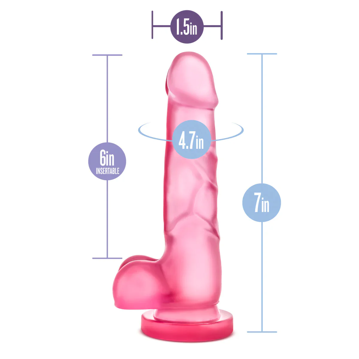 B Yours Sweet N' Hard 4 Realistic Pink 7.75-Inch Long Dildo - Image 2