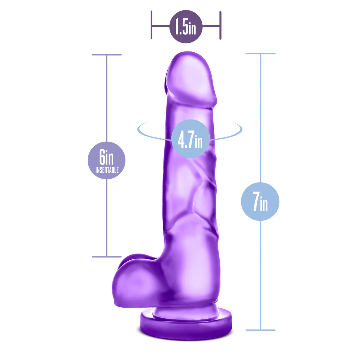 B Yours Sweet N' Hard 4 Realistic Purple 7-Inch Long Dildo - Image 2