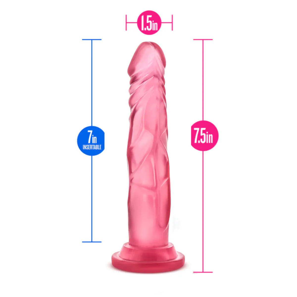 B Yours Sweet N' Hard 5 Realistic Pink 7.5-Inch Long Dildo - Image 3