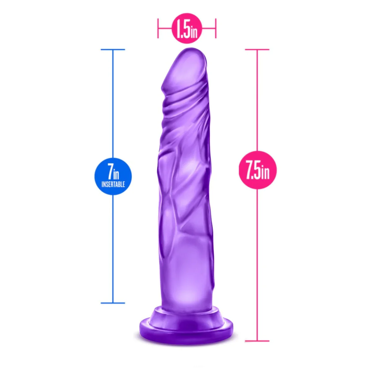 B Yours Sweet N' Hard 5 Realistic Purple 7.5-Inch Long Dildo - Image 3