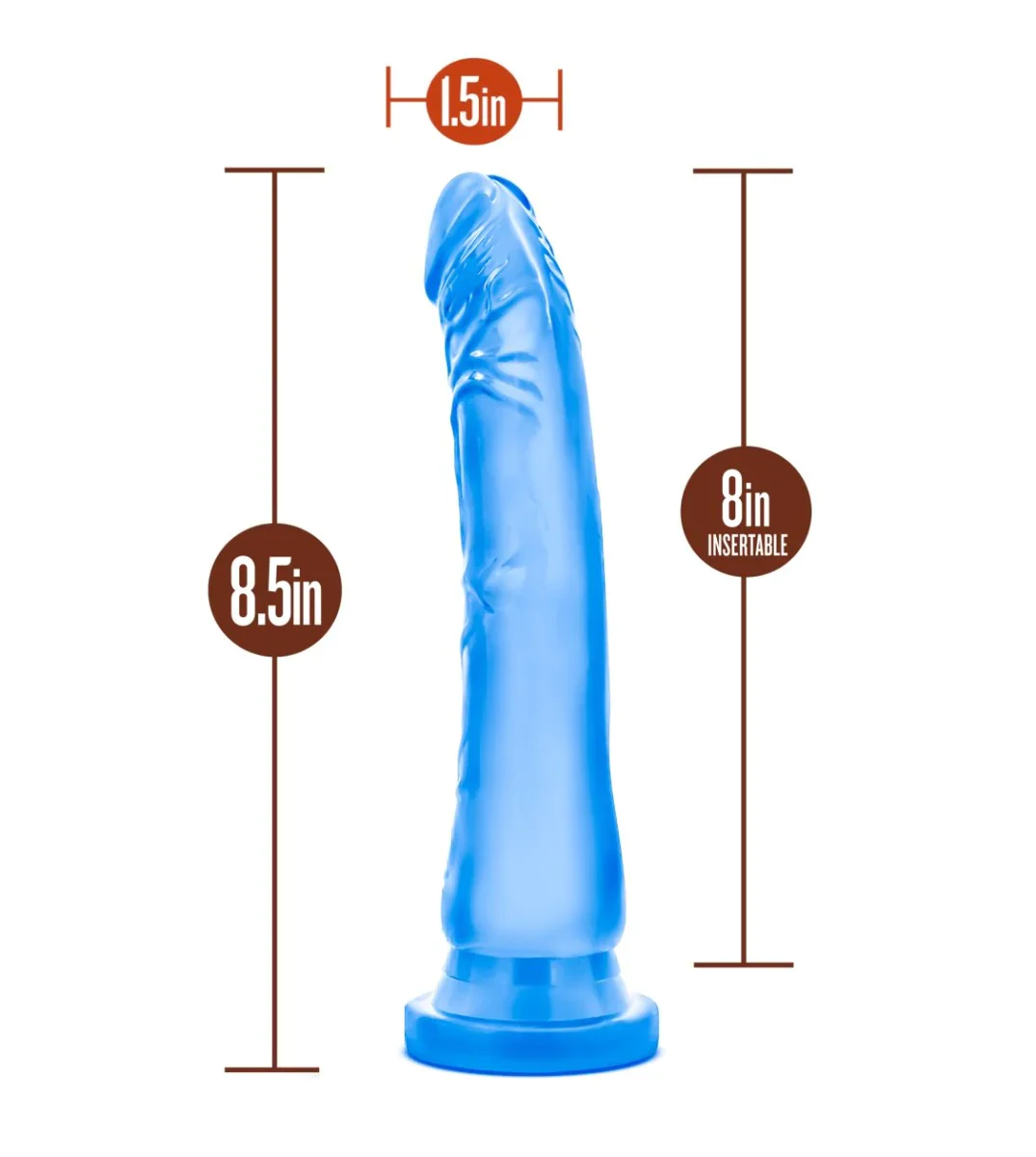 B Yours Sweet N' Hard 6 Realistic Blue 8.5-Inch Long Dildo - Image 2