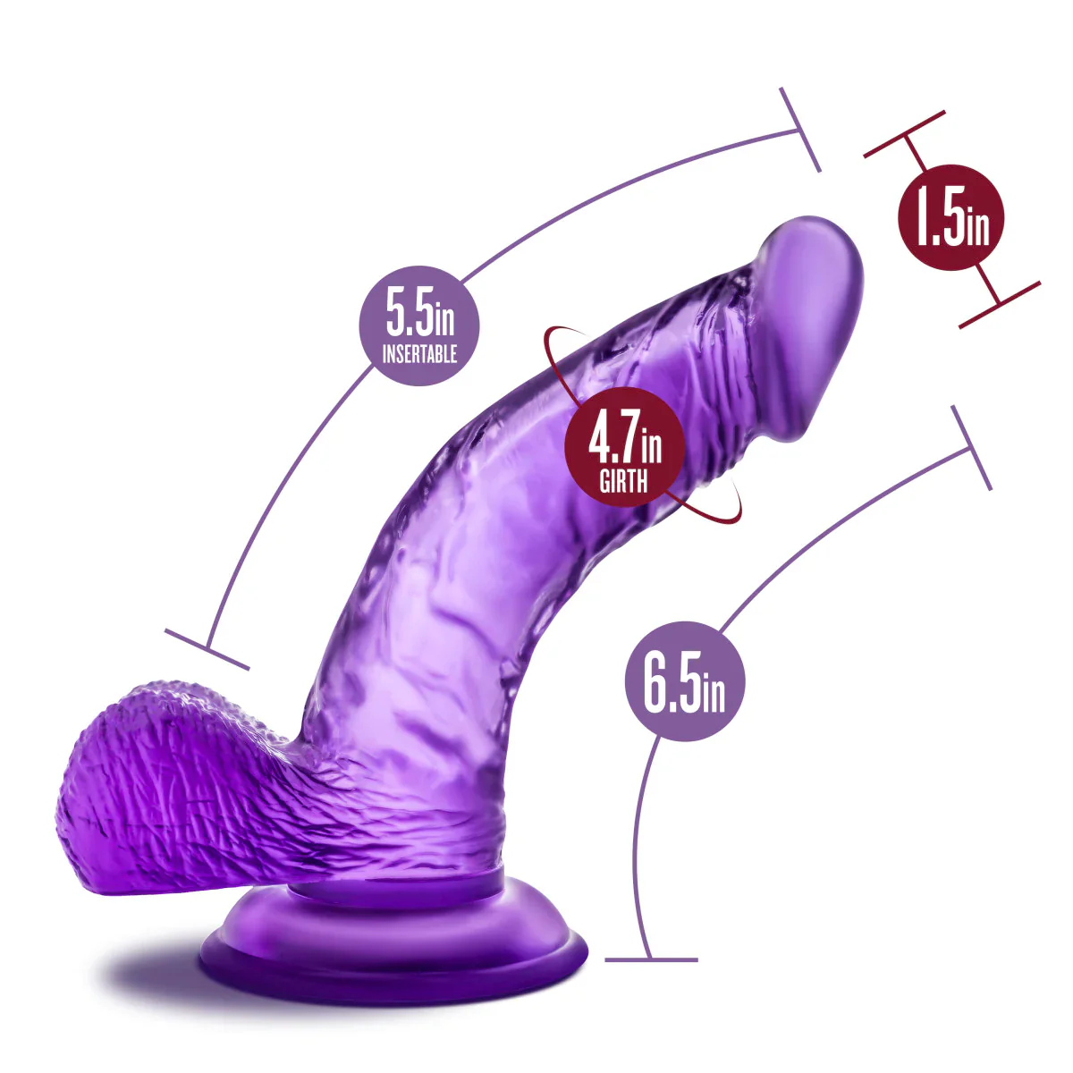 B Yours Sweet N' Hard 8 Realistic Curved Purple 6.5-Inch Long Dildo - Image 2