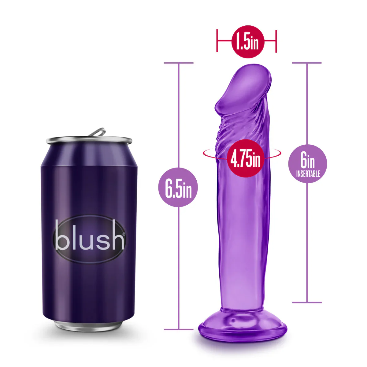 B Yours Sweet N' Small 6 Realistic Purple 6.5-Inch Long Dildo - Image 2