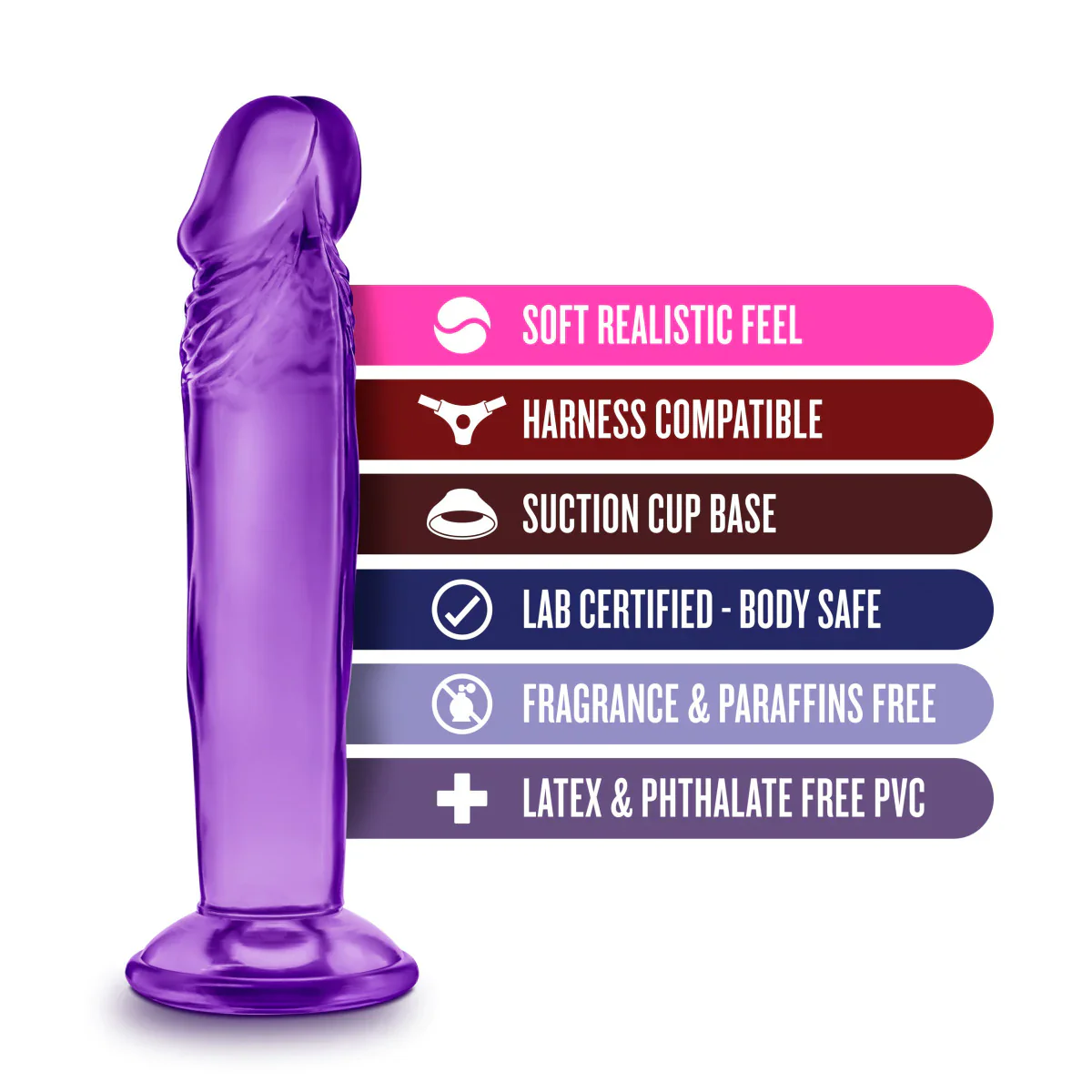 B Yours Sweet N' Small 6 Realistic Purple 6.5-Inch Long Dildo - Image 3