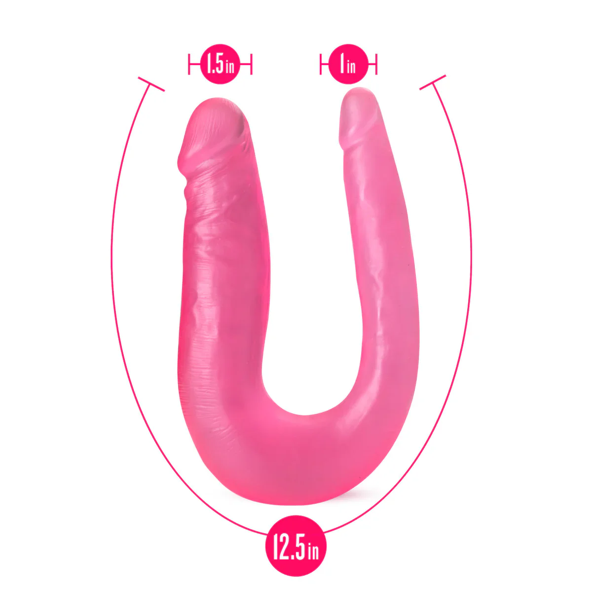 B Yours Sweet U-Shaped Double Sided Pink 12.5-Inch Long Double Dildo - Image 2