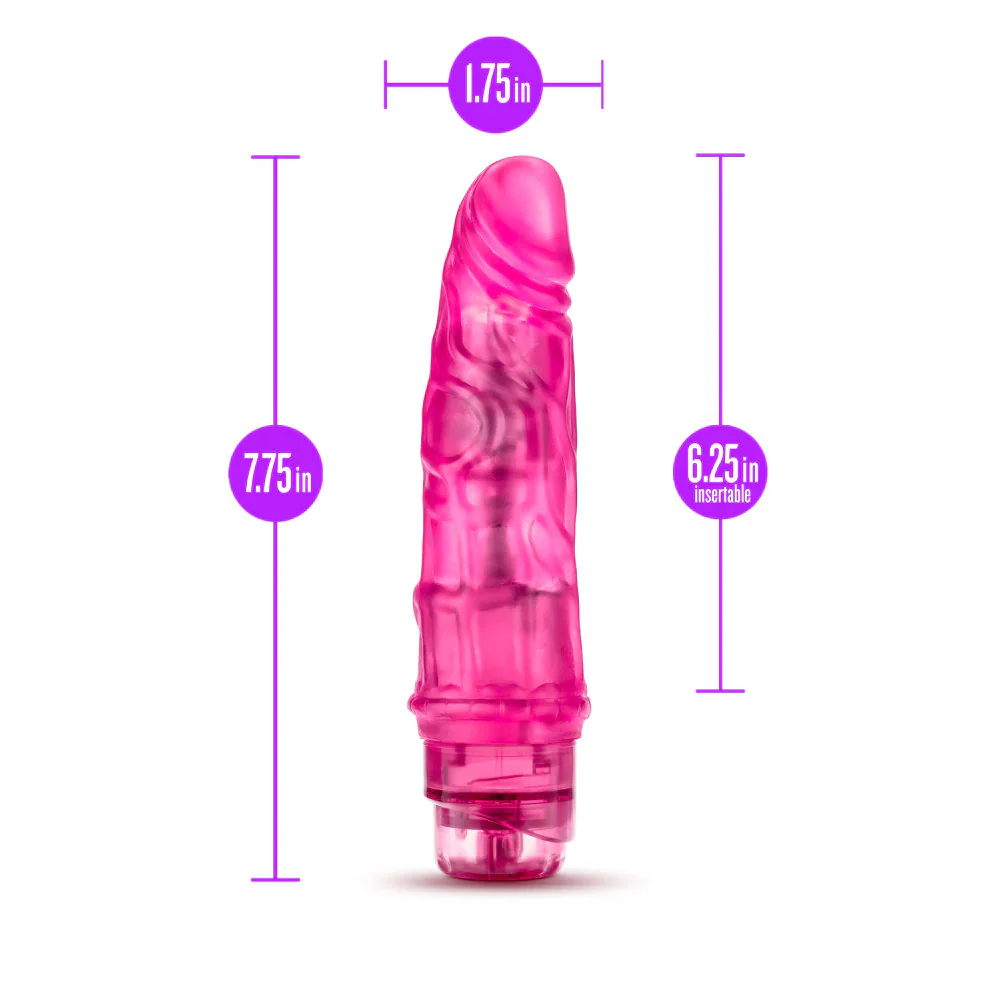 B Yours Vibe #3 Realistic Pink 7.25-Inch Long Vibrating Dildo - Image 3
