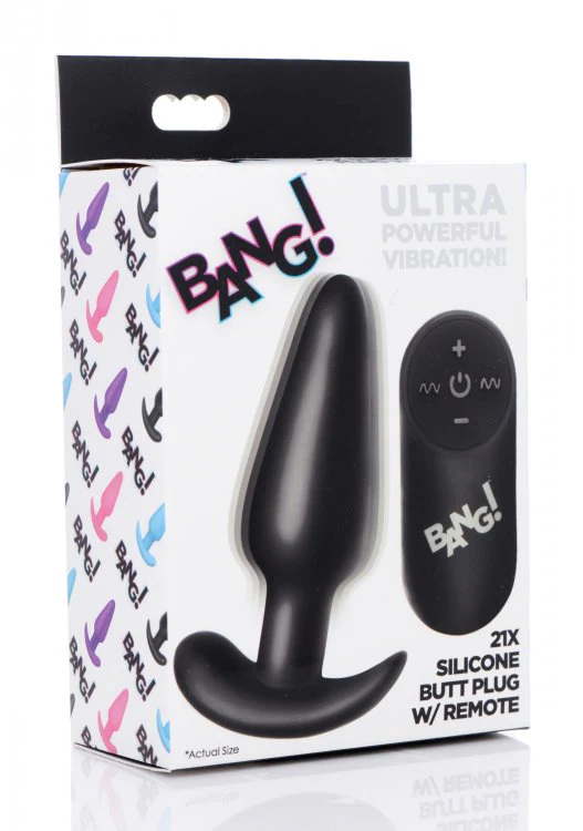 BANG Remote Control 21X Vibrating Silicone Butt Plug - Black - Image 6