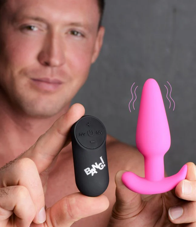 BANG Remote Control 21X Vibrating Silicone Butt Plug - Pink - Image 5