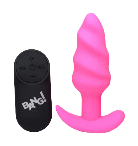 BANG Remote Control 21X Vibrating Silicone Swirl Butt Plug - Pink - Image 2