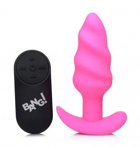 BANG Remote Control 21X Vibrating Silicone Swirl Butt Plug - Pink - Image 3