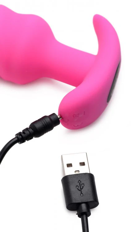 BANG Remote Control 21X Vibrating Silicone Swirl Butt Plug - Pink - Image 4
