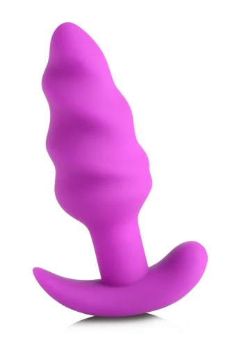 BANG Remote Control 21X Vibrating Silicone Swirl Butt Plug - Purple - Image 3