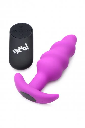 BANG Remote Control 21X Vibrating Silicone Swirl Butt Plug - Purple - Image 4