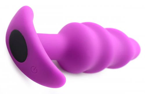 BANG Remote Control 21X Vibrating Silicone Swirl Butt Plug - Purple - Image 5