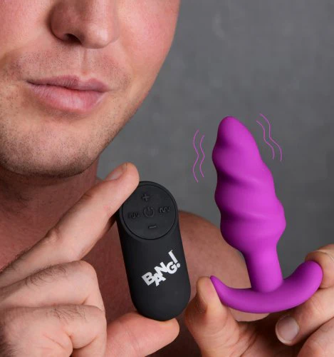 BANG Remote Control 21X Vibrating Silicone Swirl Butt Plug - Purple - Image 7