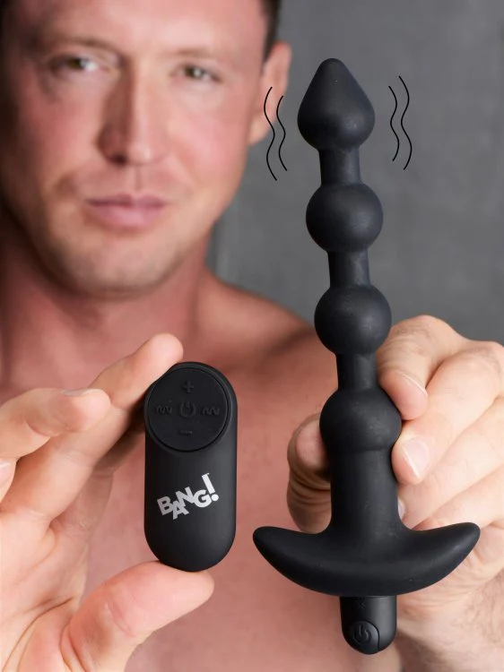 BANG Remote Control Vibrating Silicone Anal Beads - Black - Image 5