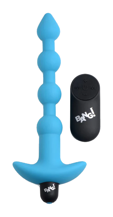BANG Remote Control Vibrating Silicone Anal Beads - Blue - Image 2