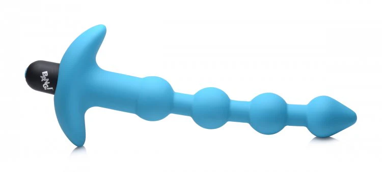 BANG Remote Control Vibrating Silicone Anal Beads - Blue - Image 3