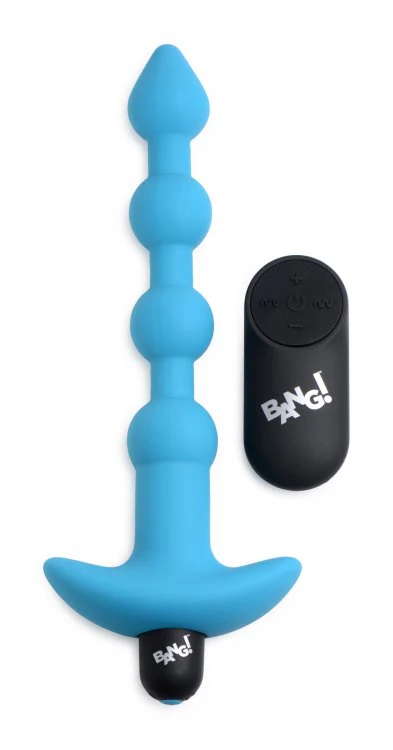 BANG Remote Control Vibrating Silicone Anal Beads - Blue - Image 5