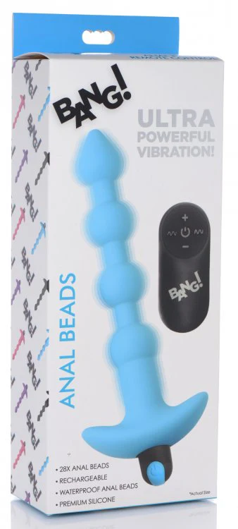 BANG Remote Control Vibrating Silicone Anal Beads - Blue - Image 8