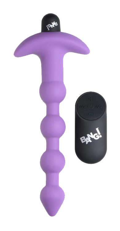 BANG Remote Control Vibrating Silicone Anal Beads - Purple - Image 2