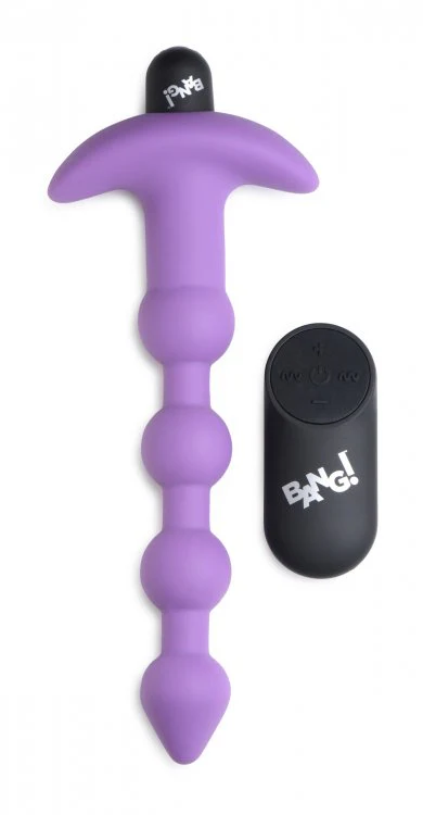 BANG Remote Control Vibrating Silicone Anal Beads - Purple - Image 3
