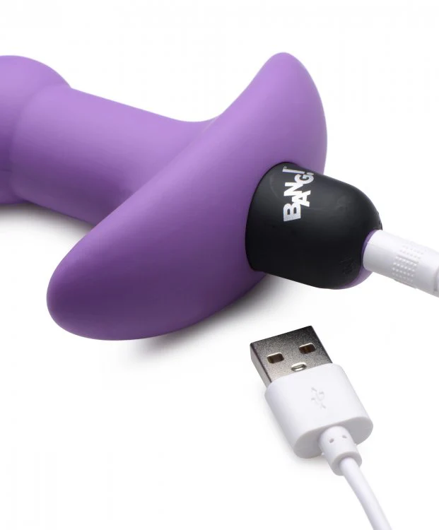 BANG Remote Control Vibrating Silicone Anal Beads - Purple - Image 5