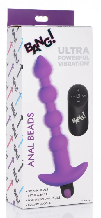 BANG Remote Control Vibrating Silicone Anal Beads - Purple - Image 7