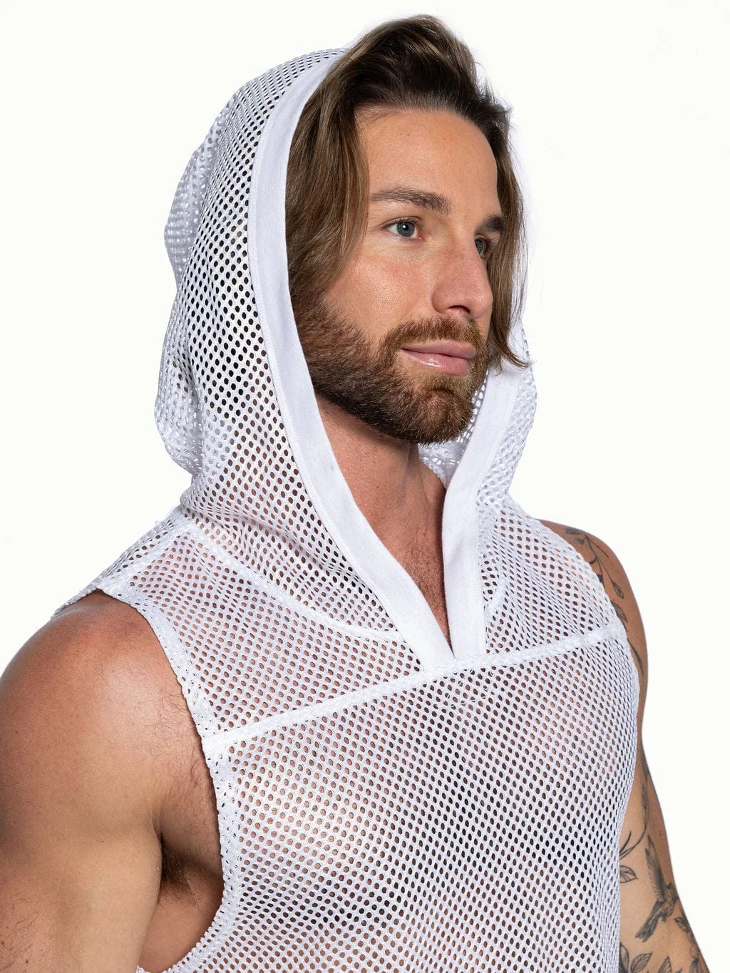BIKE Hooded Sleeveless Practice Jersey - White - Image 4