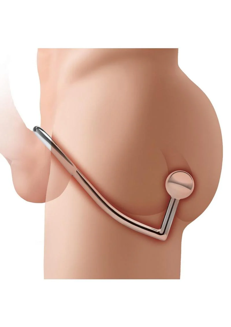Blue Line Anal Hook & Cock Ring 45mm - Stainless Steel - Image 3