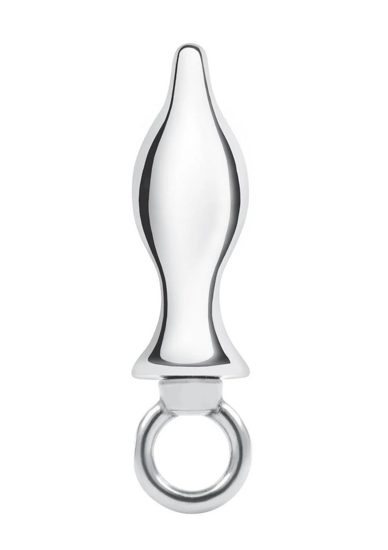 Blue Line Metal Tapered Butt Plug with Loop Hardware 2.5in - Stainless Steel - Image 2
