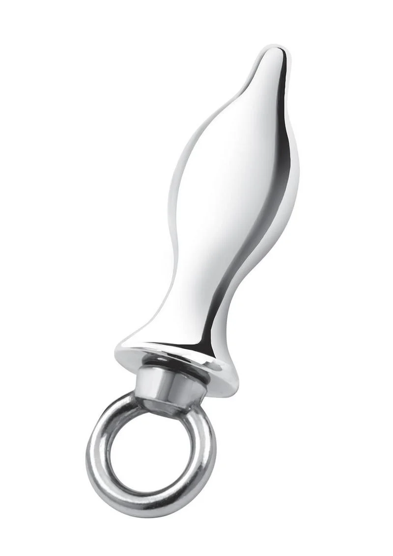 Blue Line Metal Tapered Butt Plug with Loop Hardware 2.5in - Stainless Steel - Image 3