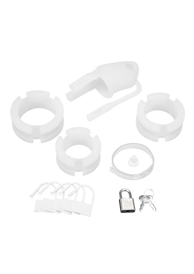 Blue Line Silicone Cock Cage with Ball Divider Small 2in - White - Image 4