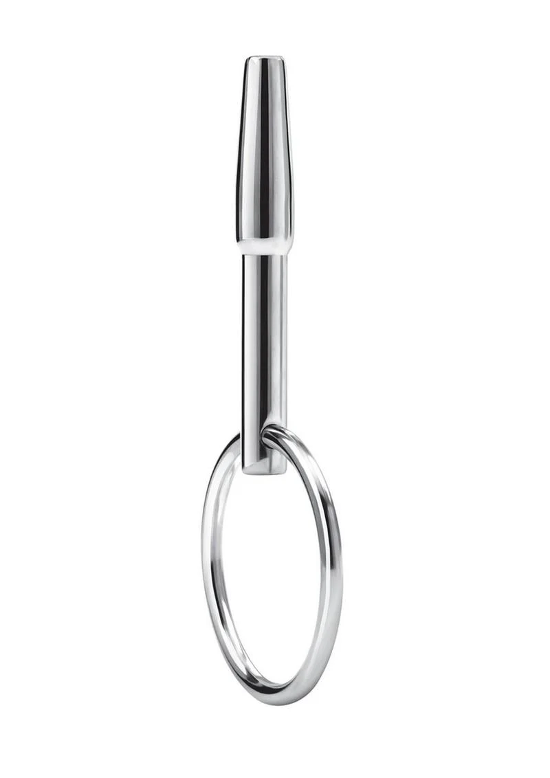 Blue Line Stainless Steel Penis Plug with Ring - Image 3