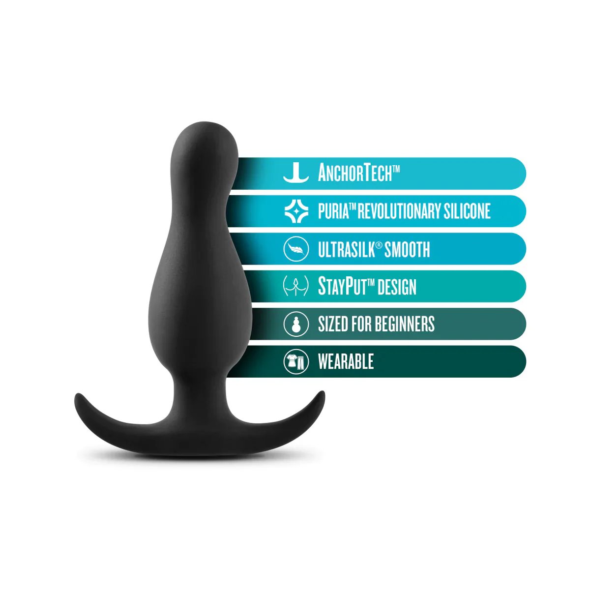 Blush Anal Adventures Platinum Curve Curved Black 3.5-Inch Anal Plug - Image 2