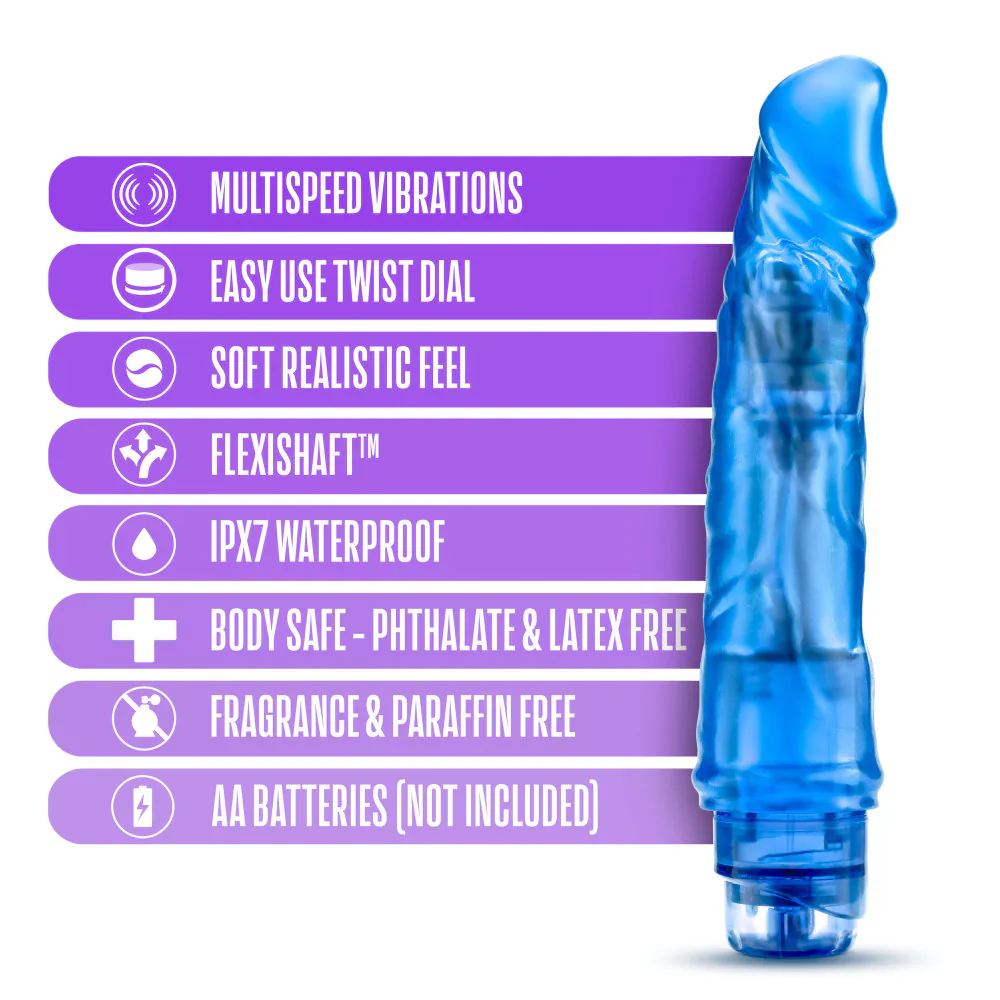 Blush B Yours Vibe 6 Realistic Blue 8.5-Inch Long Vibrating Dildo - Image 3