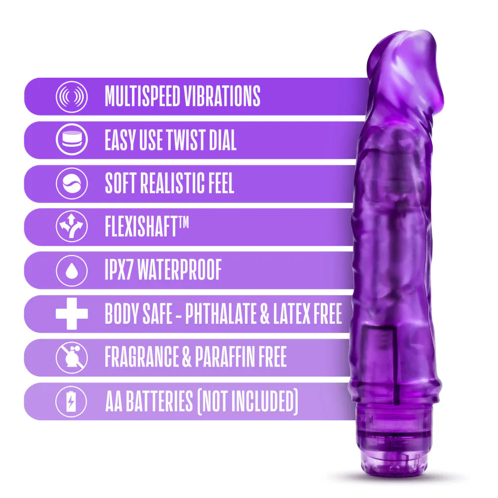 Blush B Yours Vibe 6 Realistic Purple 8.5-Inch Long Vibrating Dildo - Image 3