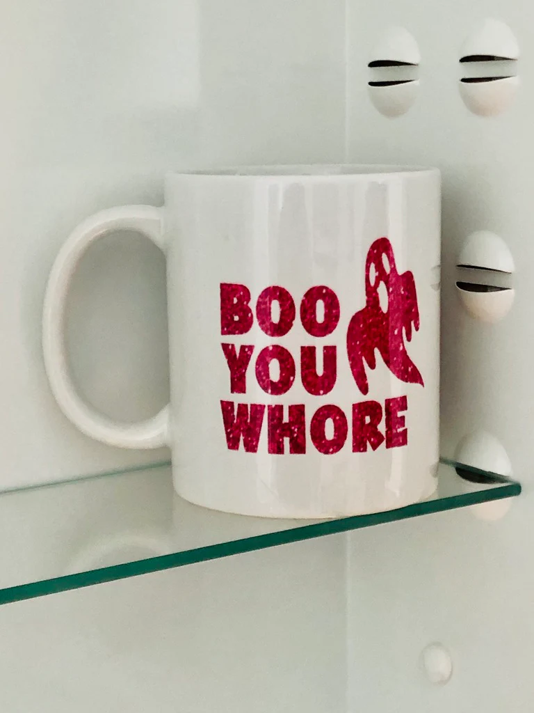 BOO YOU WHORE GLITTER GHOST MUG - Image 2