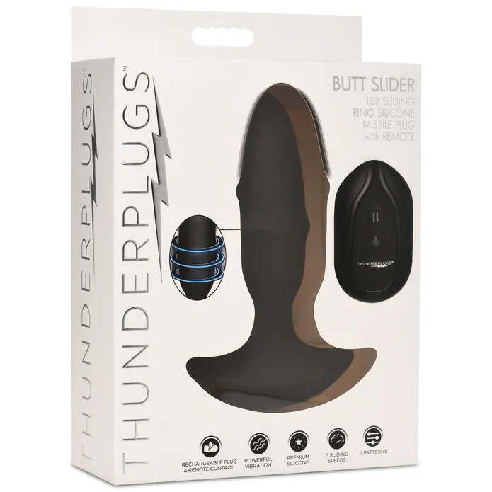 Butt Slider 10X Sliding Ring Silicone Missile Plug W/ Remote