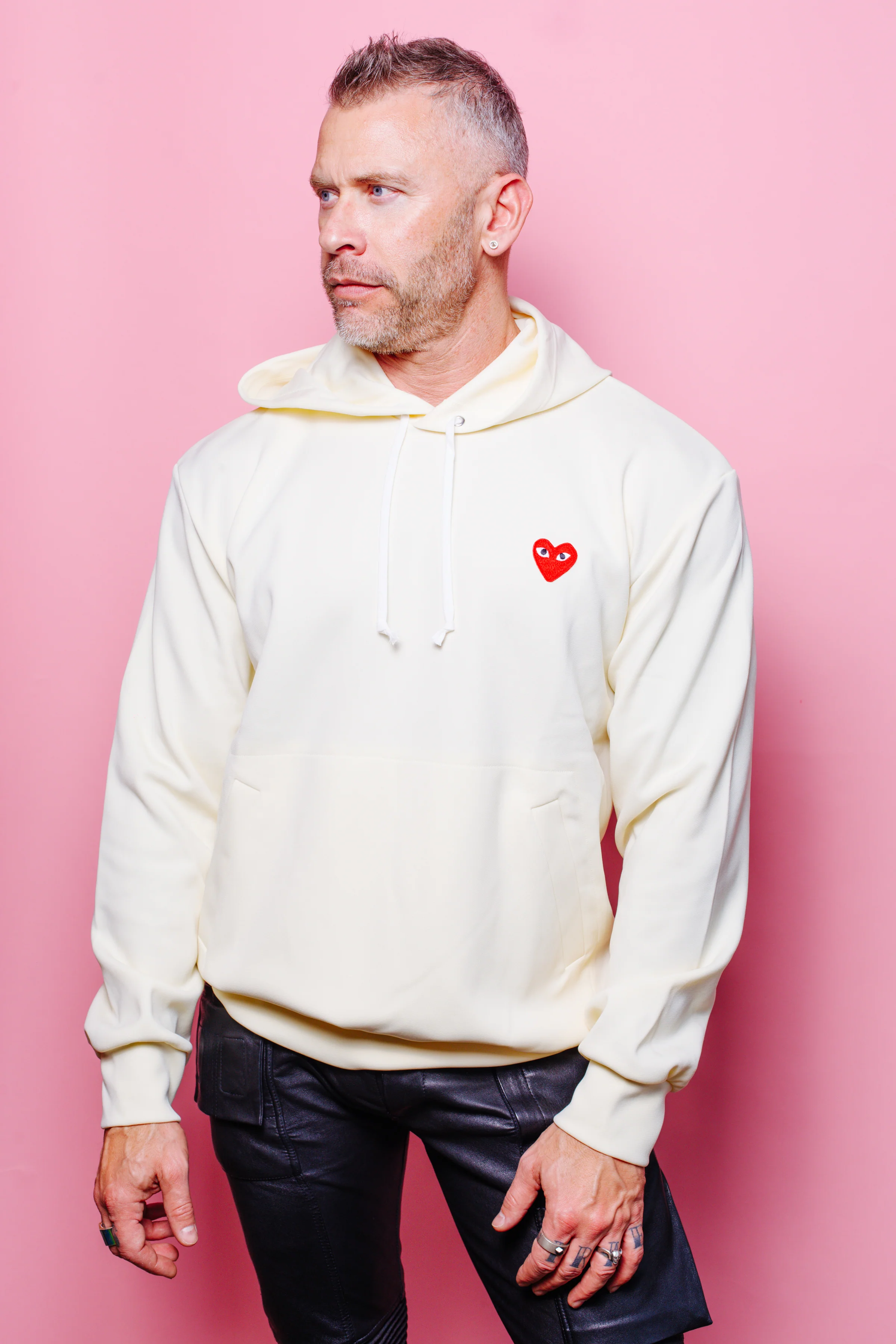 Comme des Garçons Play Sweatshirt Red Love Sports hoodie - Ivory - Image 4