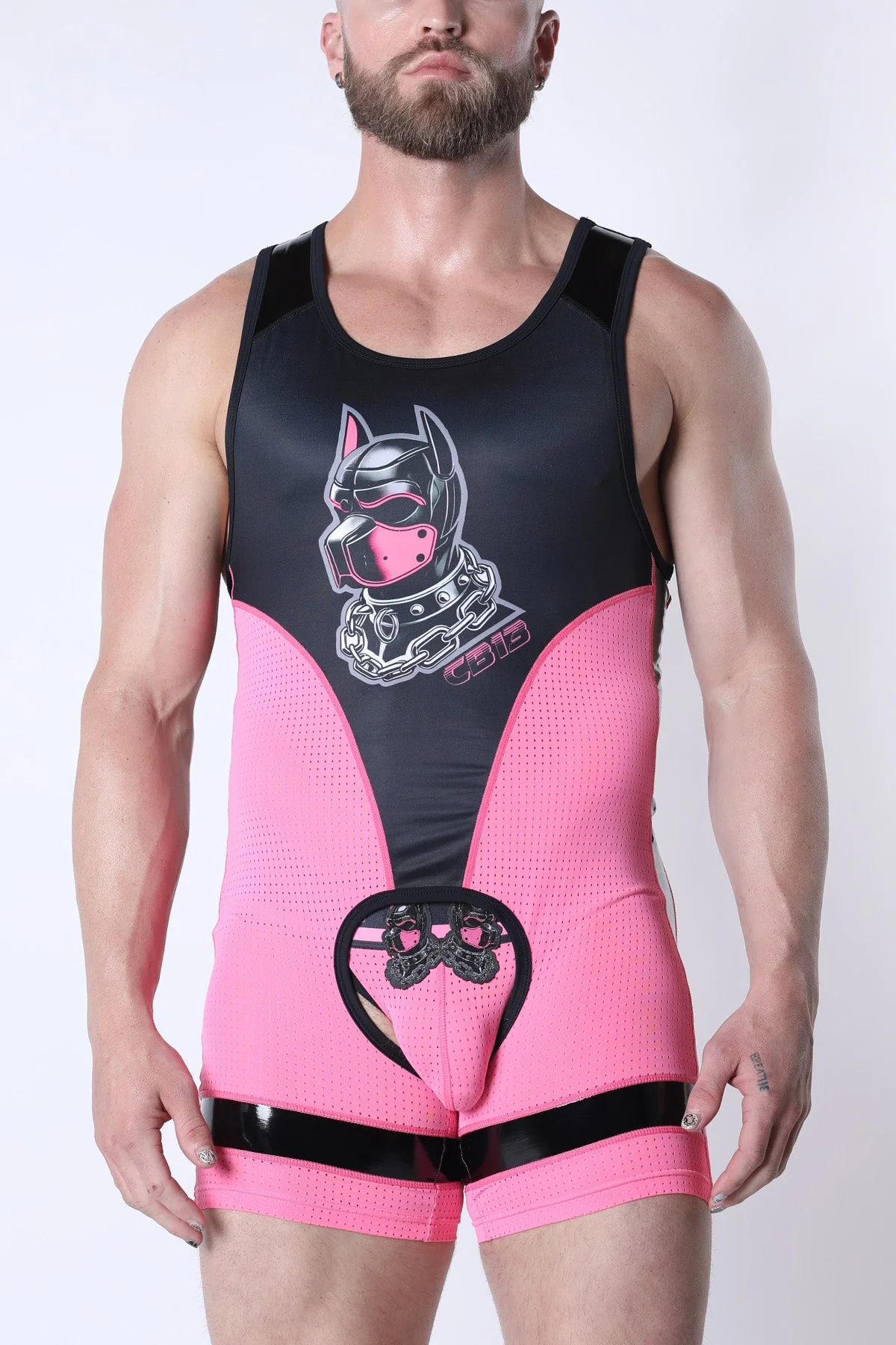 CELLBLOCK 13 Kennel Club DARK PUP Singlet Chaps - Pink - Image 2