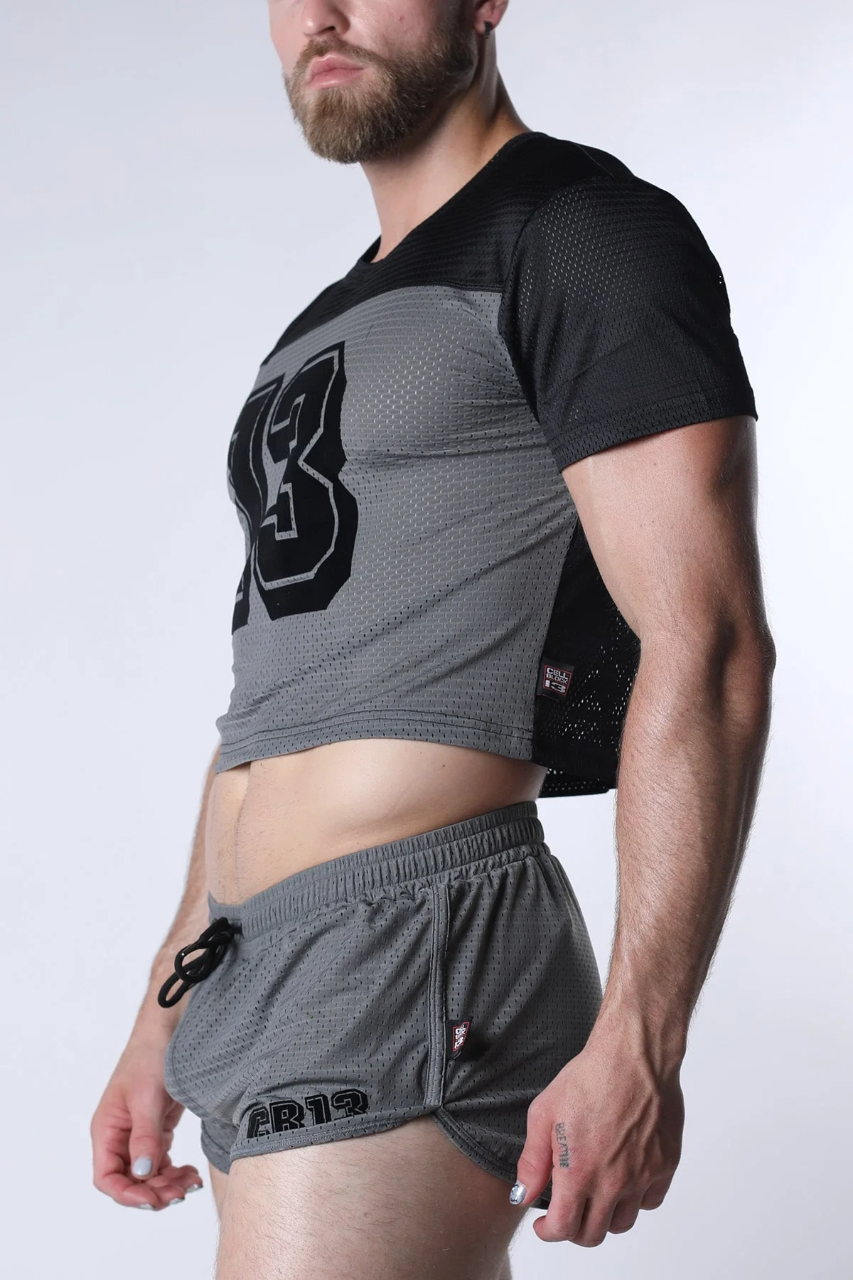 CELLBLOCK 13 Starter Mesh Crop Tee - Gray - Image 3
